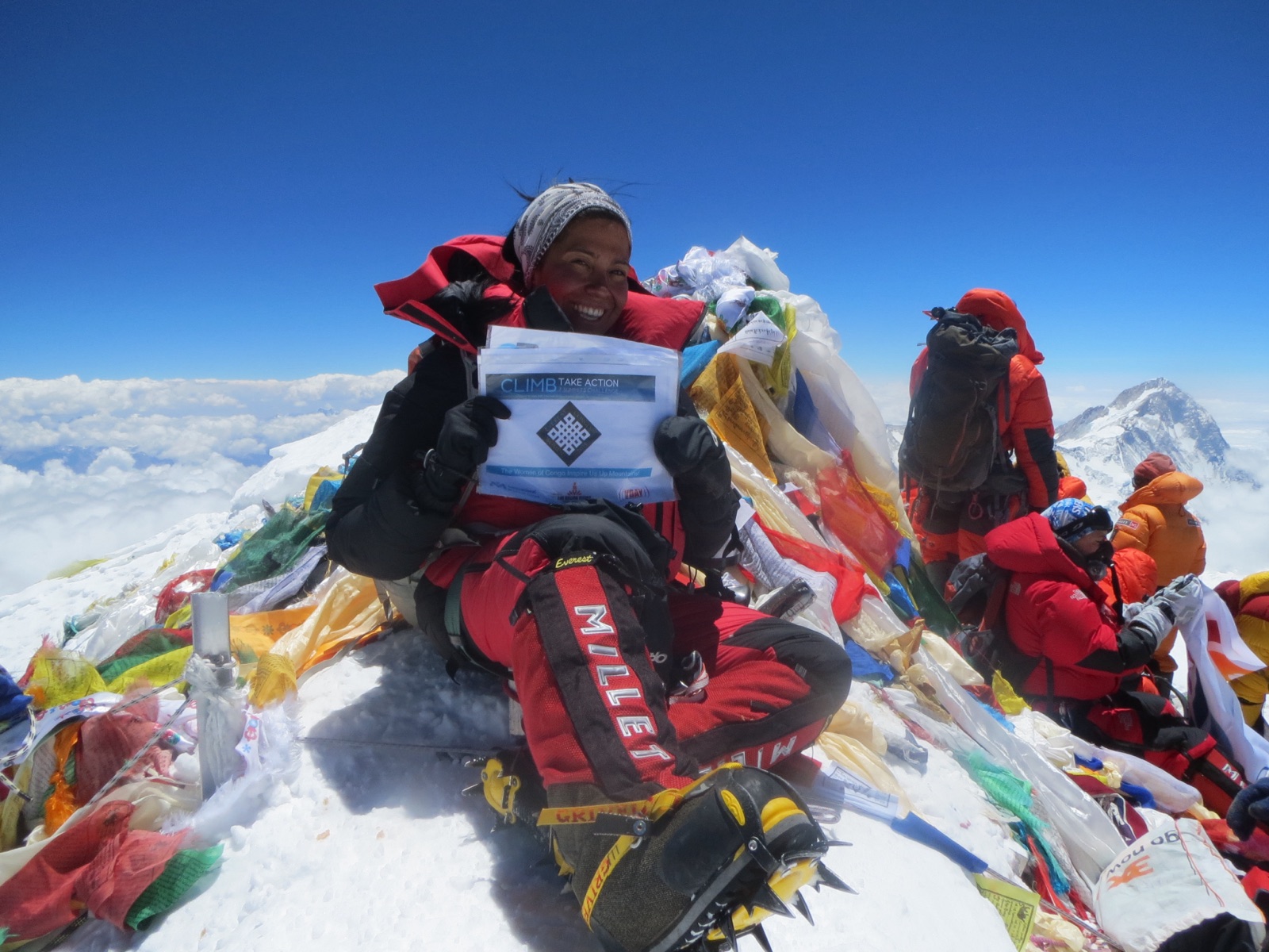 Georgina Miranda on the summit of Mount Everest